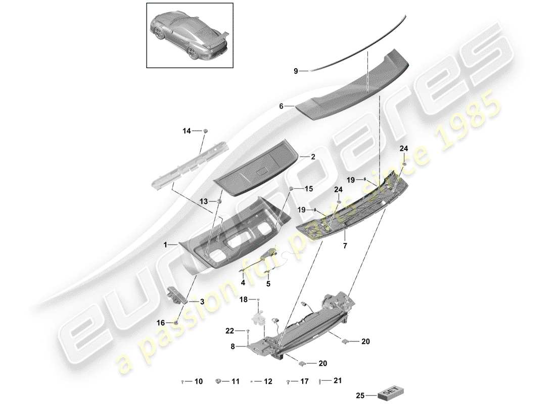 porsche 991r/gt3/rs (2019) cover part diagram