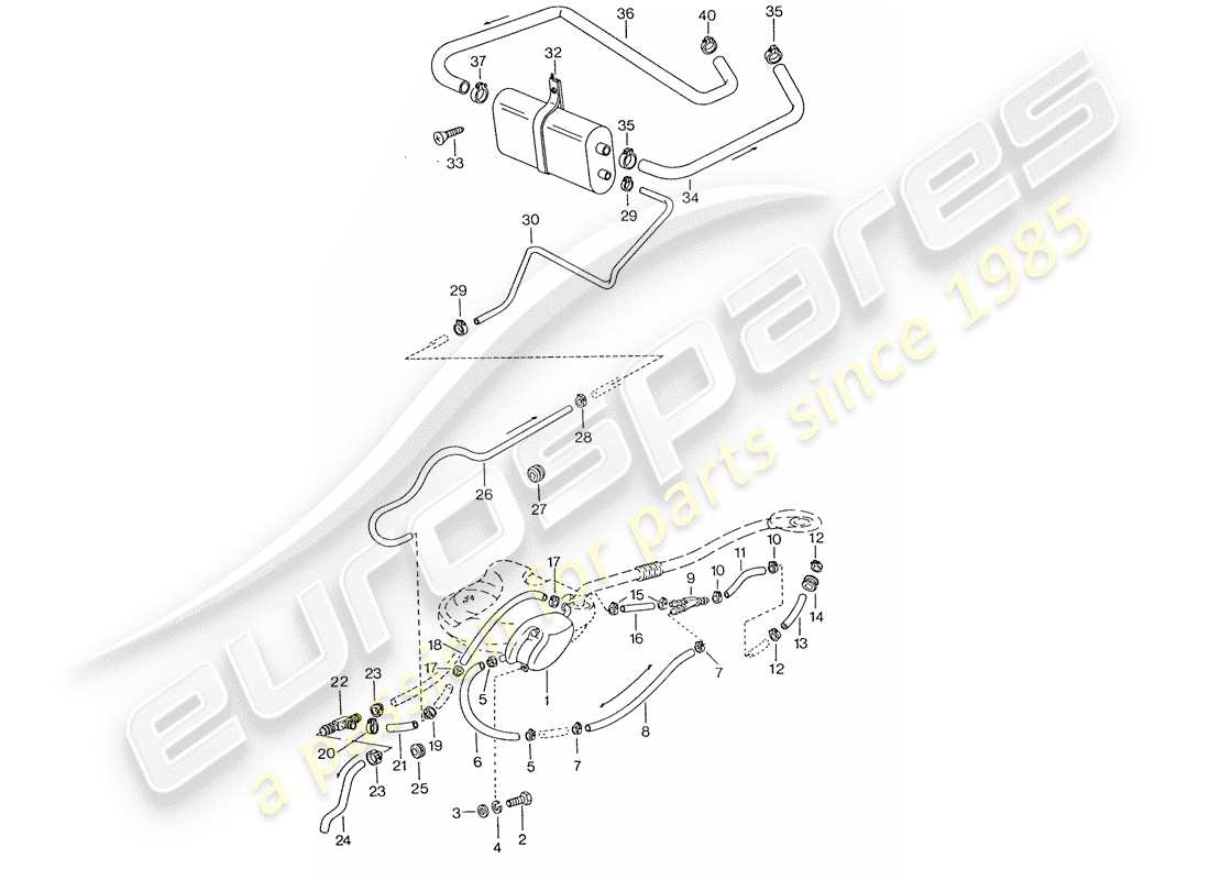 porsche 911 (1977) tank ventilation - d >> - mj 1974 part diagram