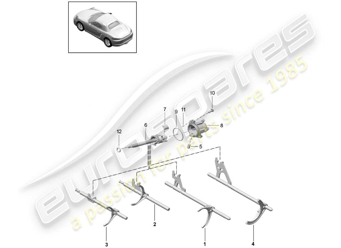 porsche 718 boxster (2017) manual gearbox part diagram