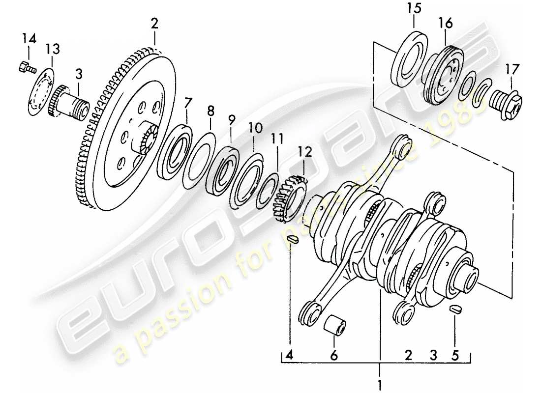 porsche 356/356a (1959) crankshaft part diagram