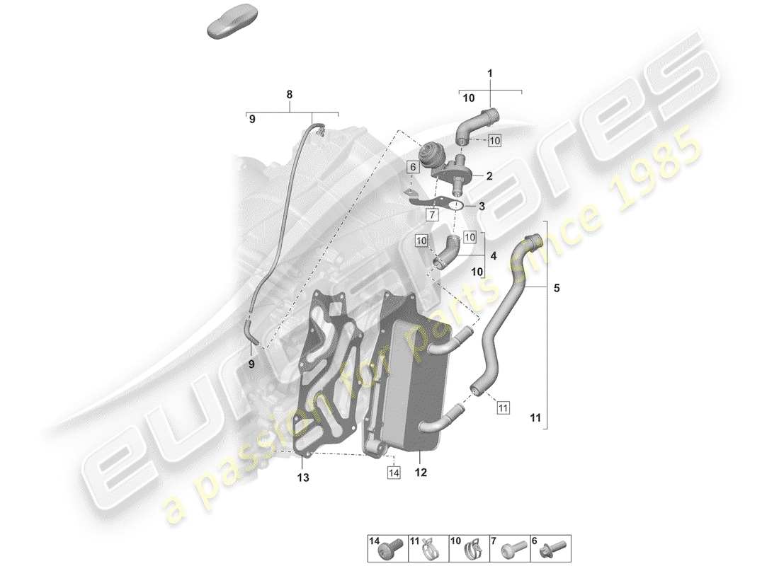 porsche 2019 8-speed dual clutch gearbox part diagram