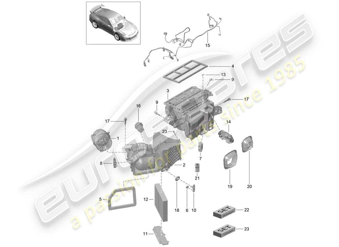 porsche 991r/gt3/rs (2015) air conditioner part diagram