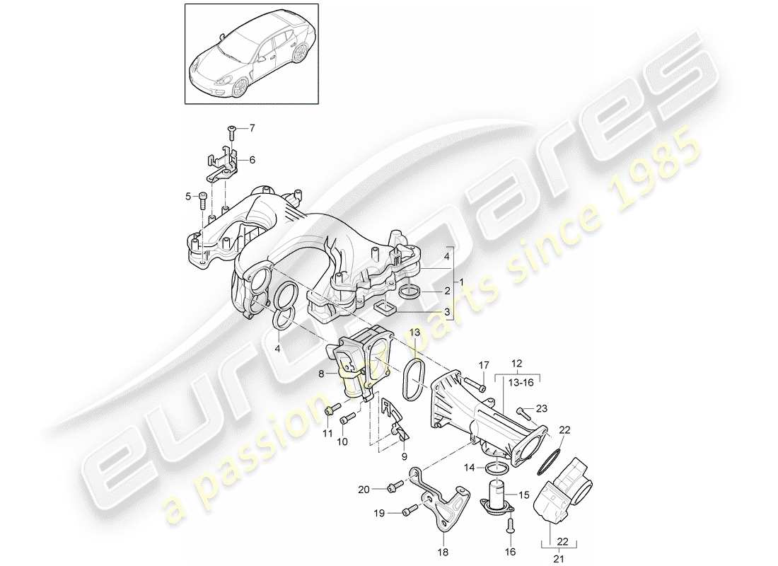 porsche panamera 970 (2010) intake manifold part diagram