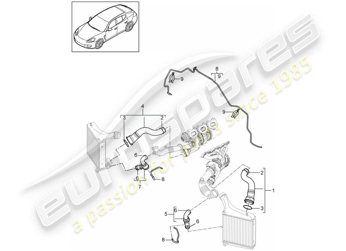 porsche panamera 970 (2010) pressure pipe part diagram