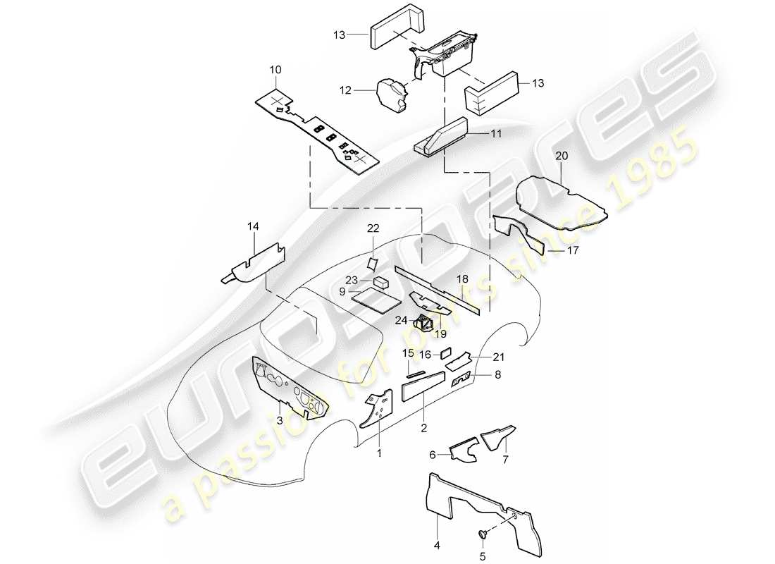 porsche cayman 987 (2009) body shell part diagram