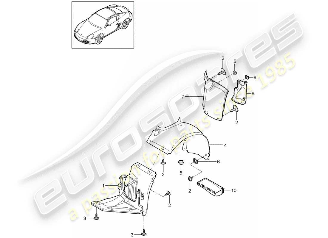 porsche cayman 987 (2009) trims part diagram