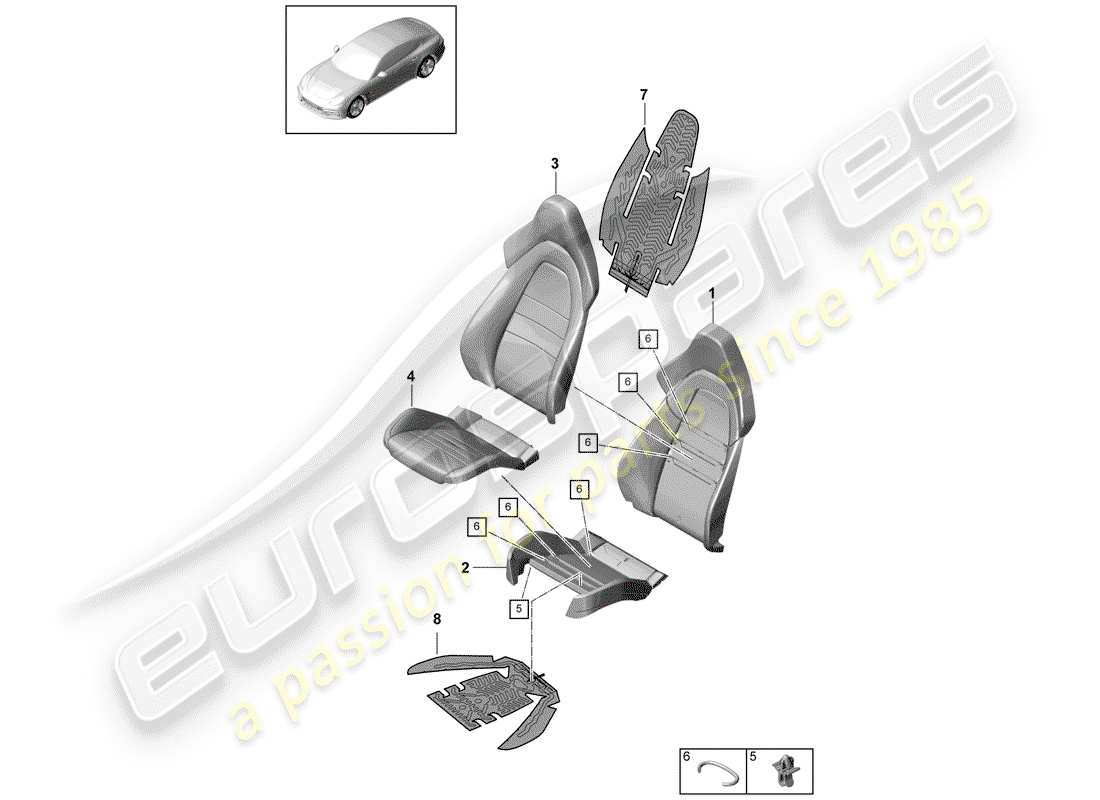 porsche panamera 971 (2019) foam part part diagram