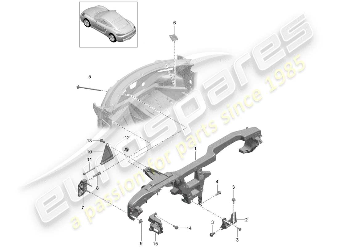 porsche 718 cayman (2017) retaining frame part diagram