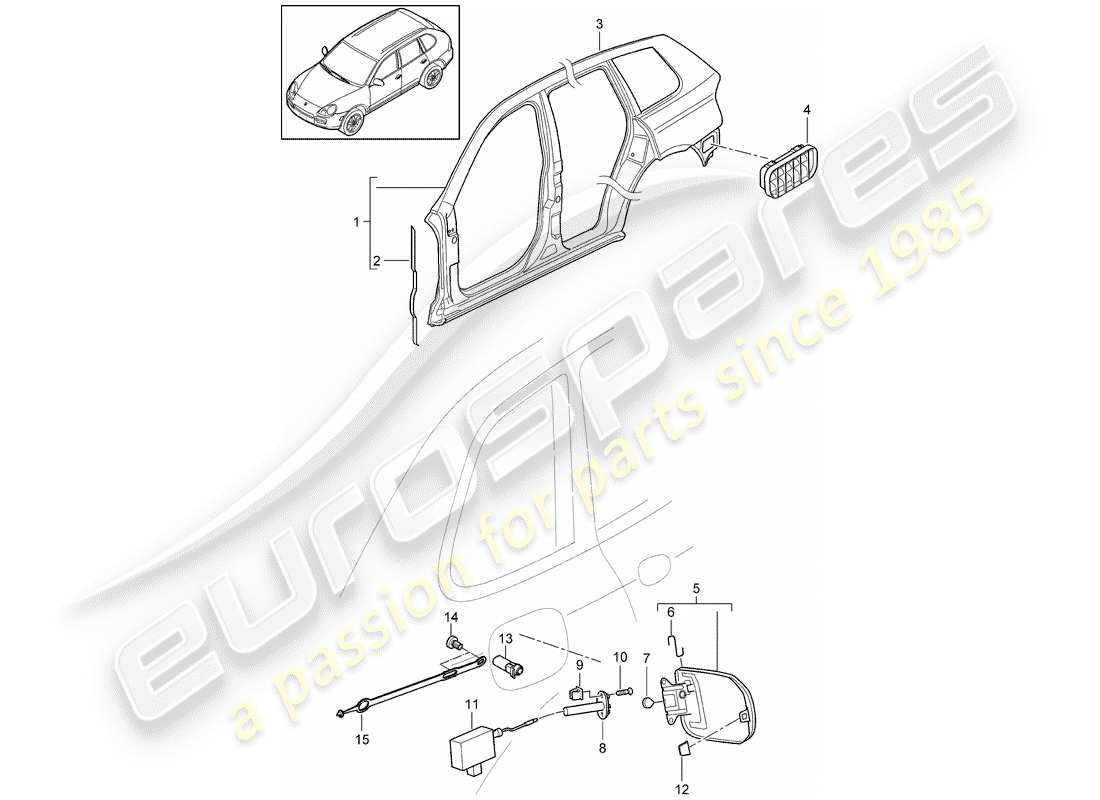 porsche cayenne (2010) side panel part diagram