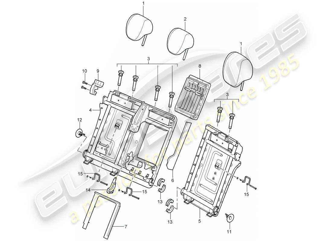 porsche cayenne (2006) headrest part diagram