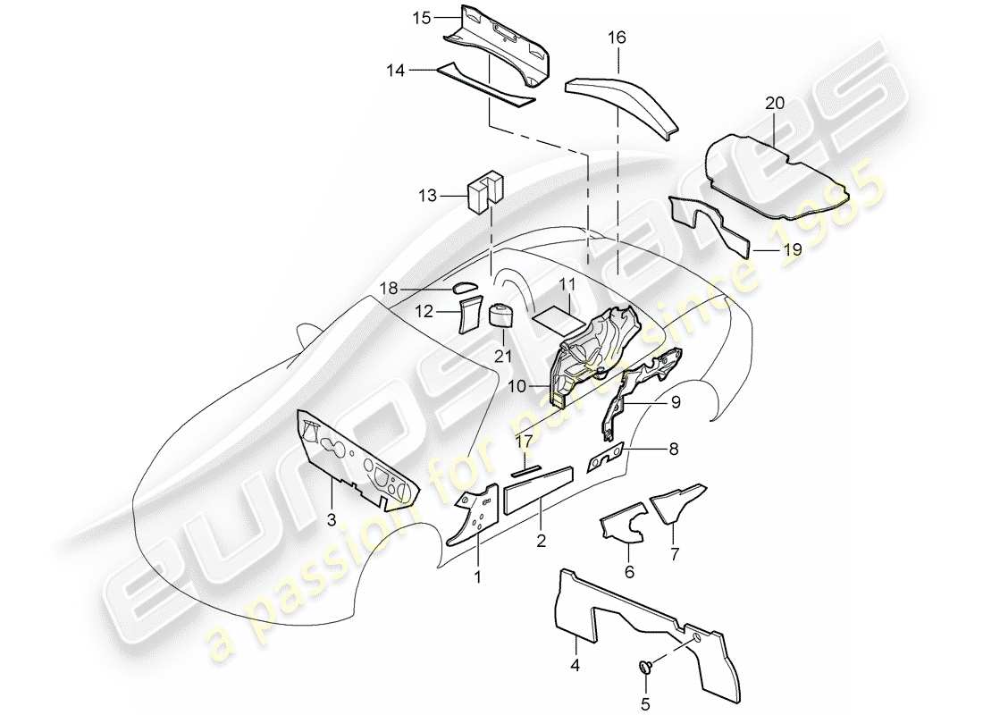 porsche boxster 987 (2010) body shell part diagram