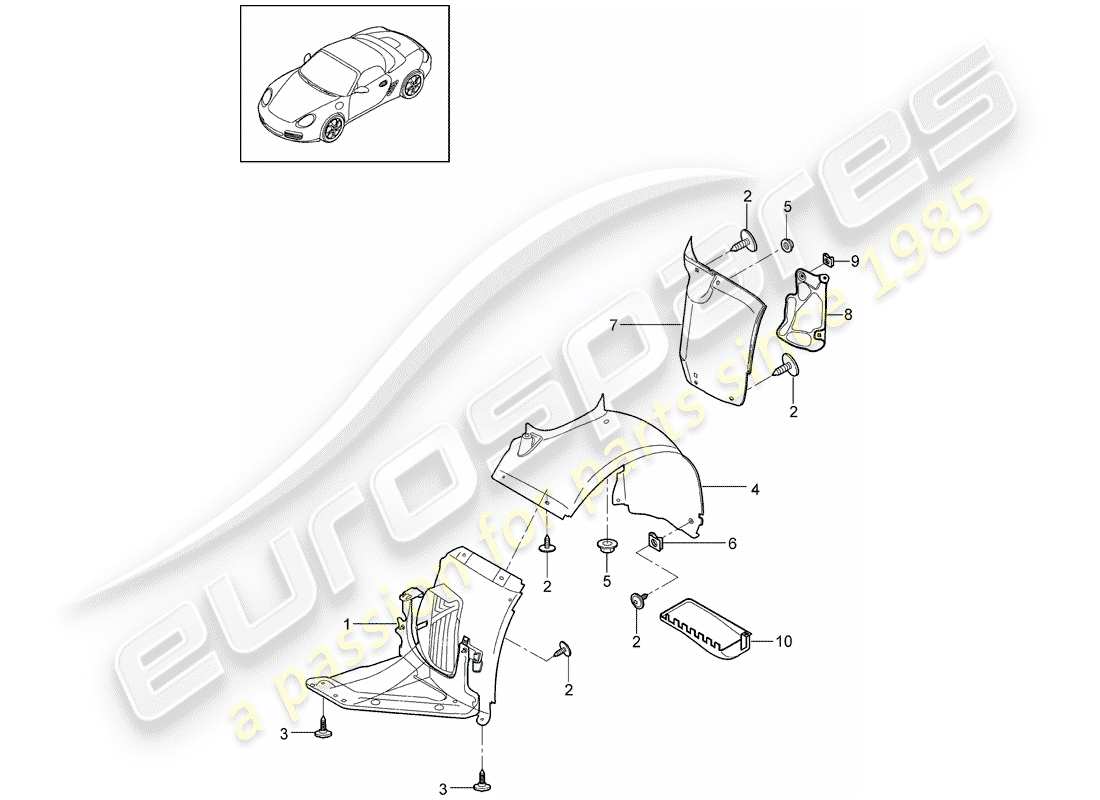 porsche boxster 987 (2010) trims part diagram