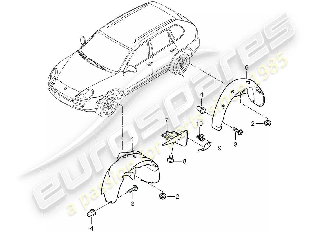 porsche cayenne (2008) lining part diagram