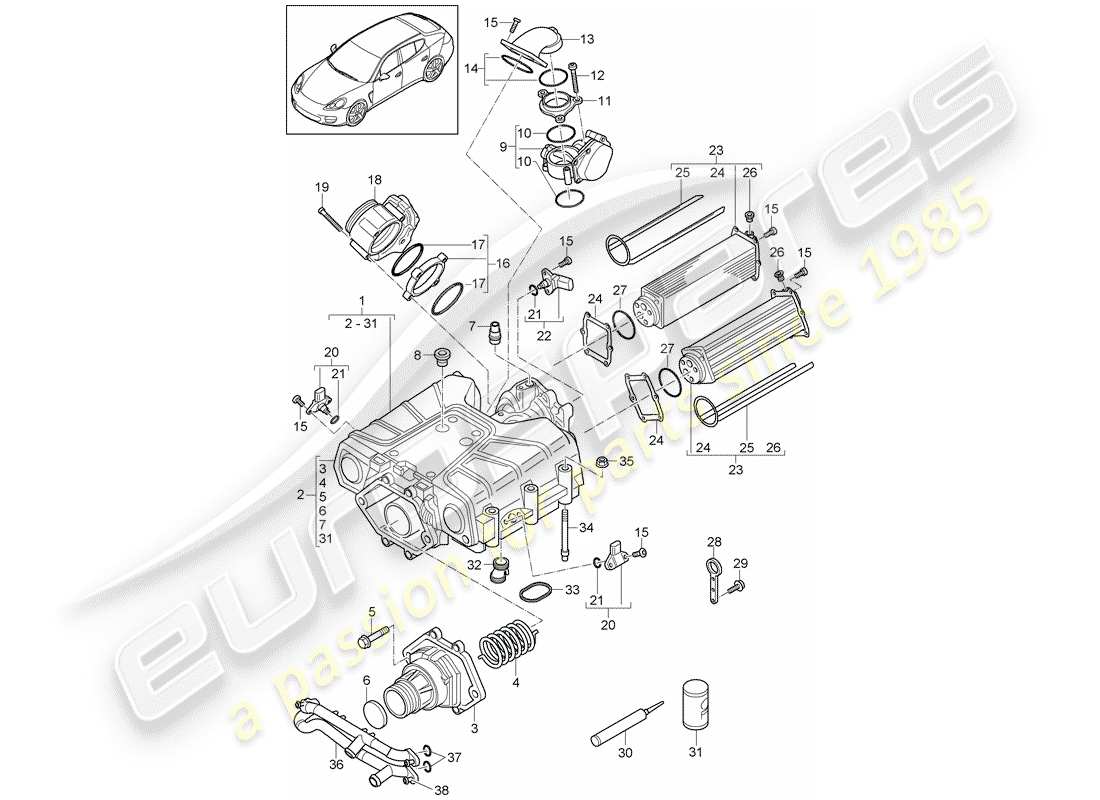 porsche panamera 970 (2010) compressor part diagram