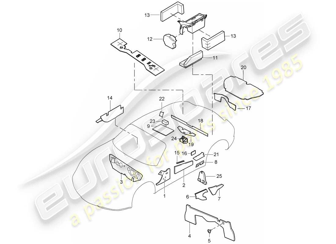 porsche cayman 987 (2007) body shell part diagram