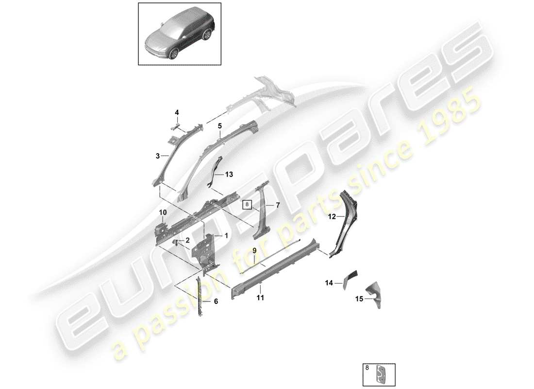 porsche cayenne e3 (2018) side panel part diagram