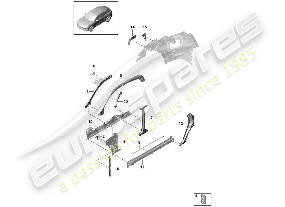 porsche cayenne e3 (2018) side panel part diagram