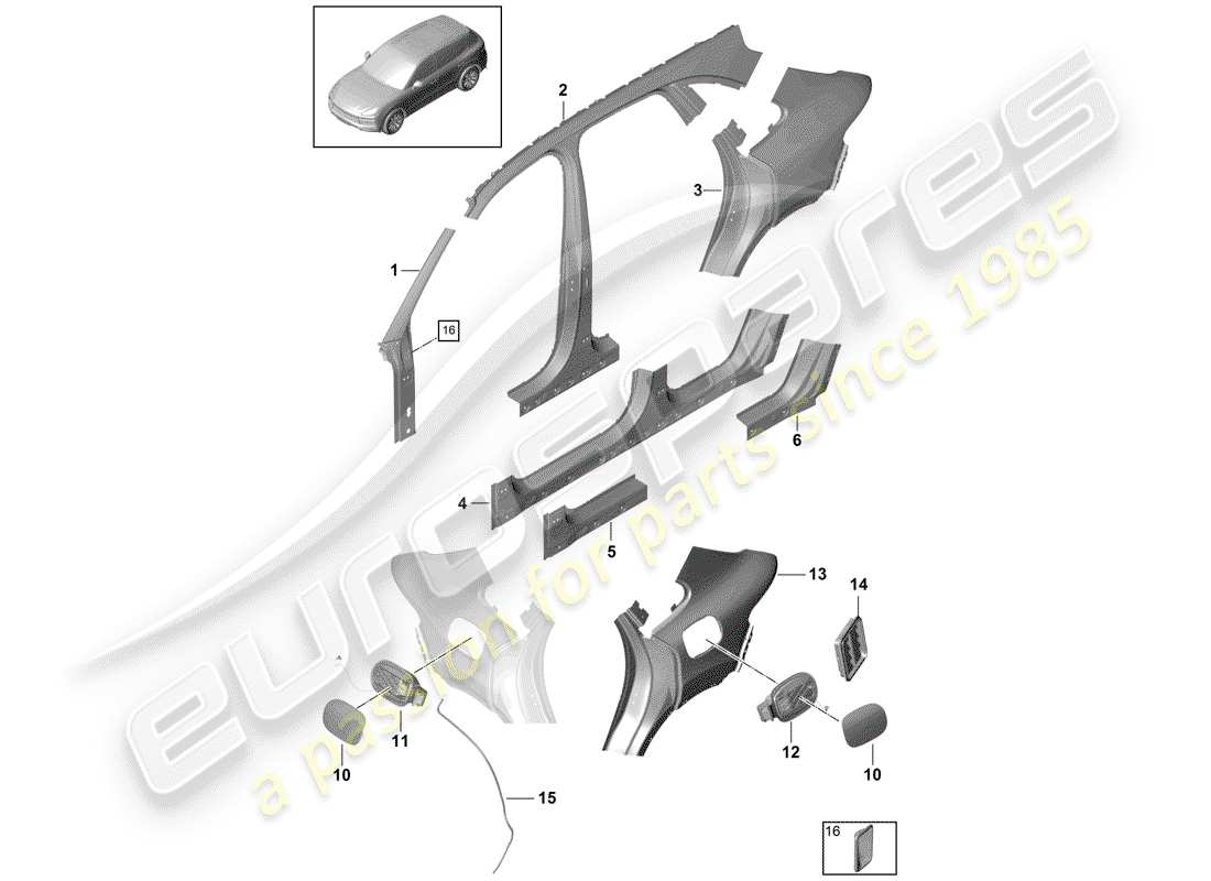 porsche cayenne e3 (2018) side panel part diagram