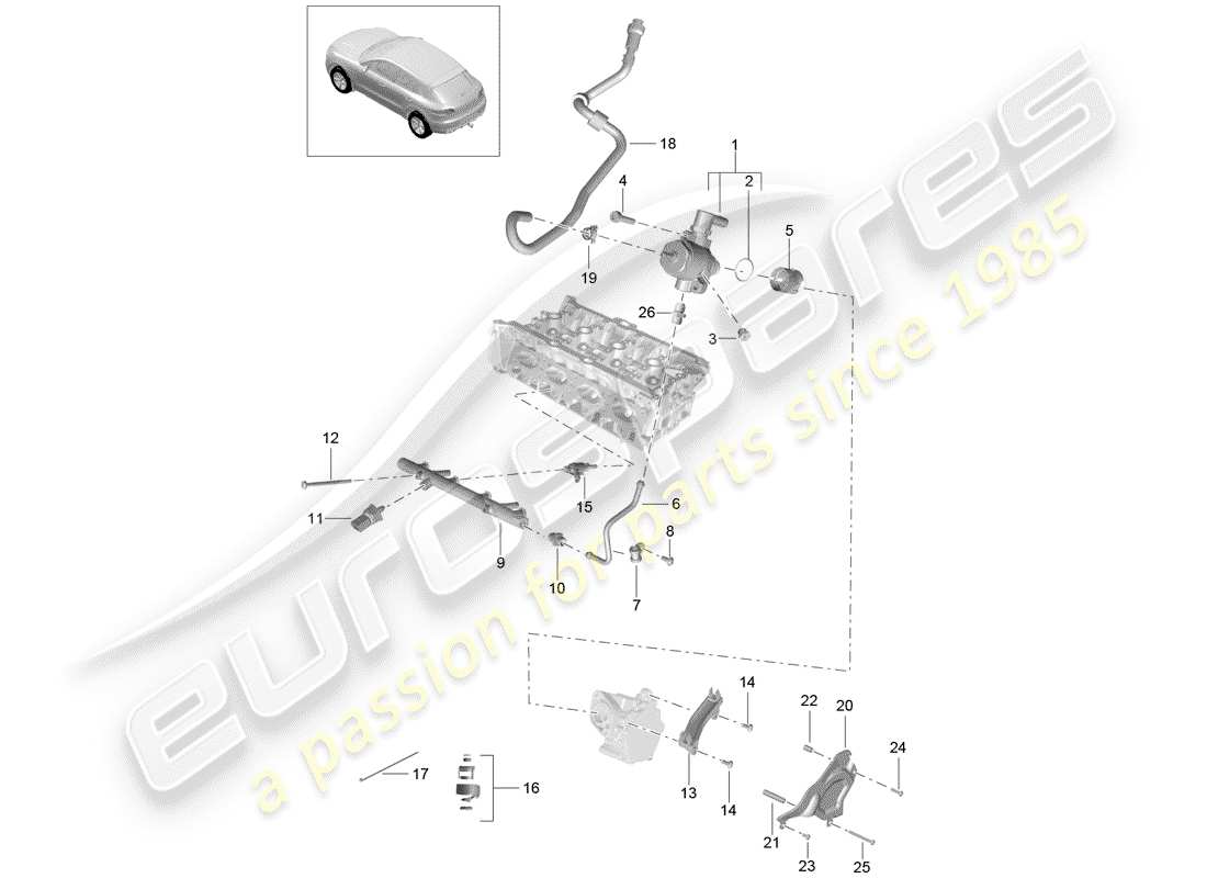 porsche macan (2018) fuel collection pipe part diagram