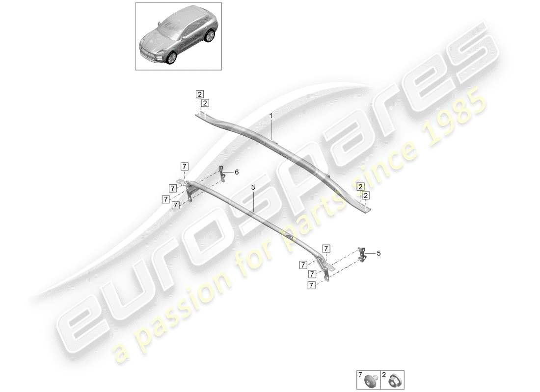 porsche macan (2020) dome strut part diagram