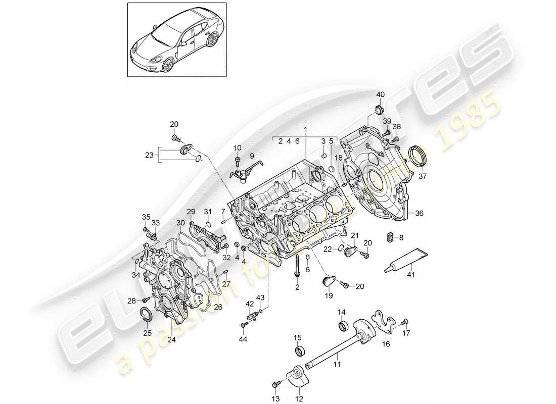 porsche panamera 970 (2010) crankcase part diagram