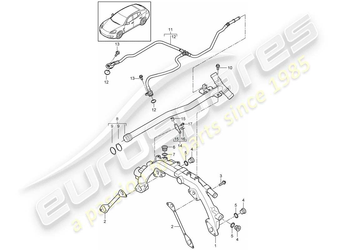 porsche panamera 970 (2010) water cooling 1 part diagram