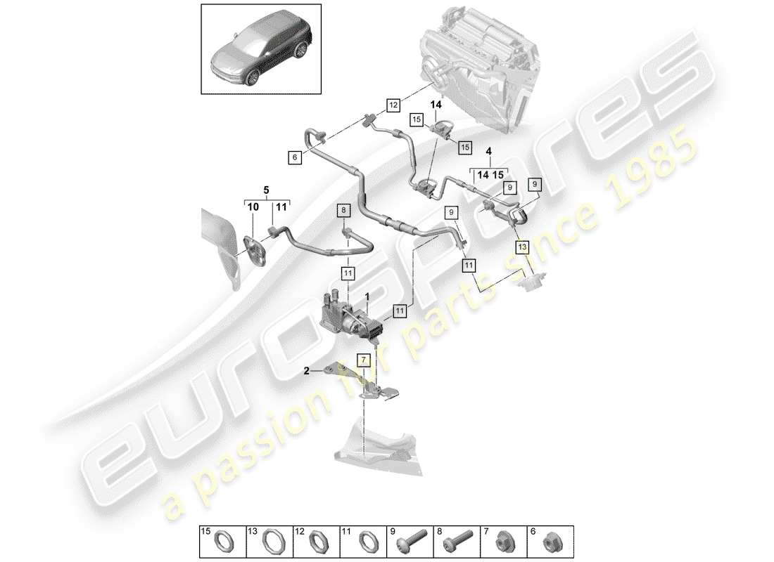 porsche cayenne e3 (2020) refrigerant circuit part diagram