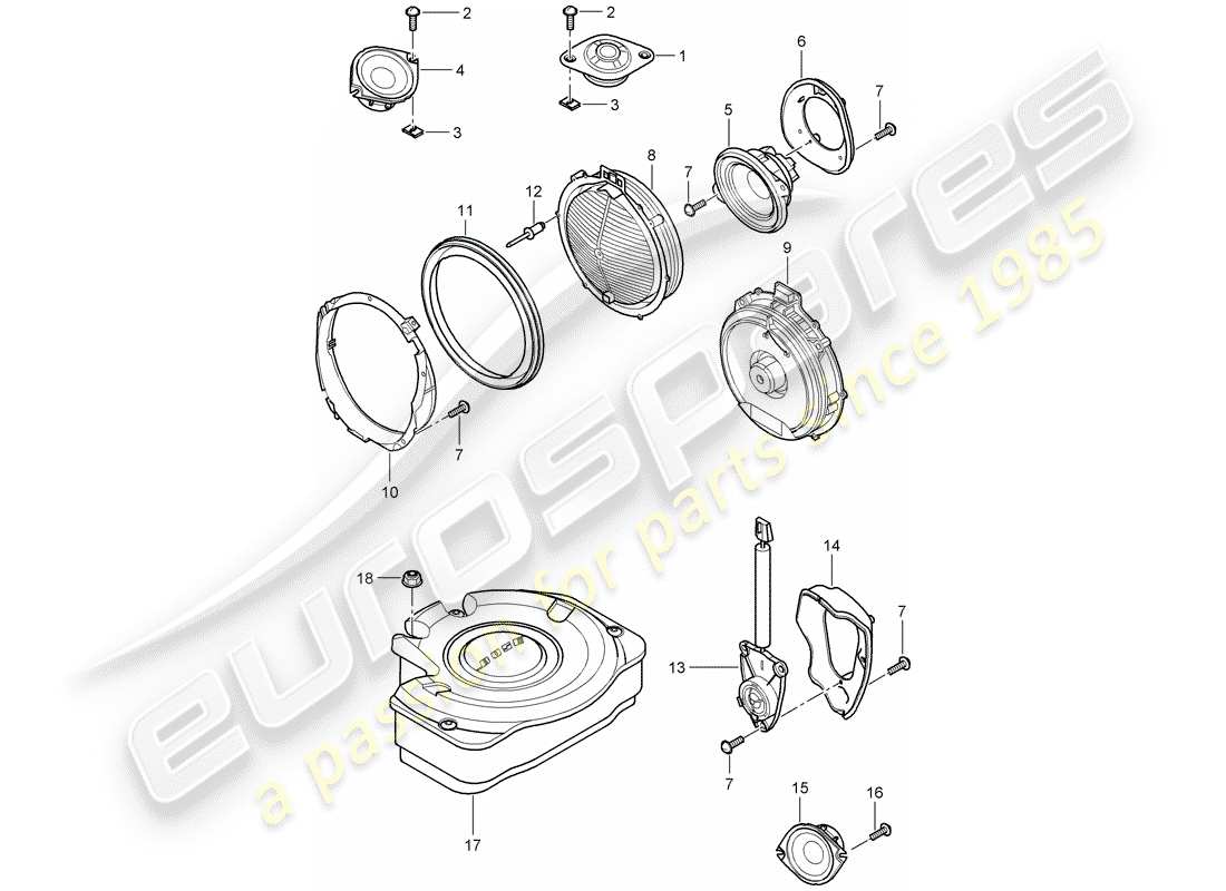 porsche cayenne (2010) loudspeaker part diagram