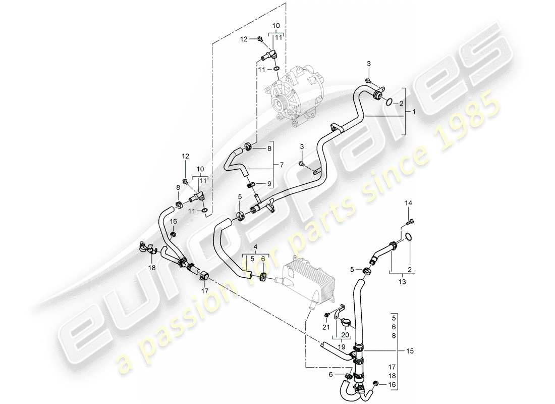 porsche cayenne (2010) water cooling part diagram