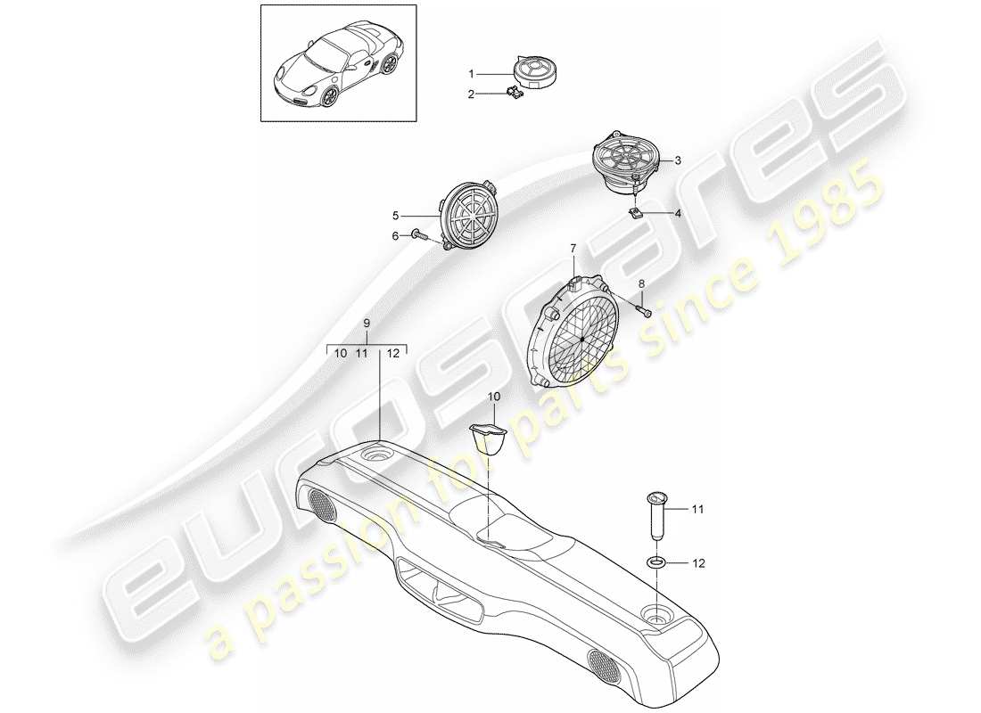 porsche boxster 987 (2010) loudspeaker part diagram