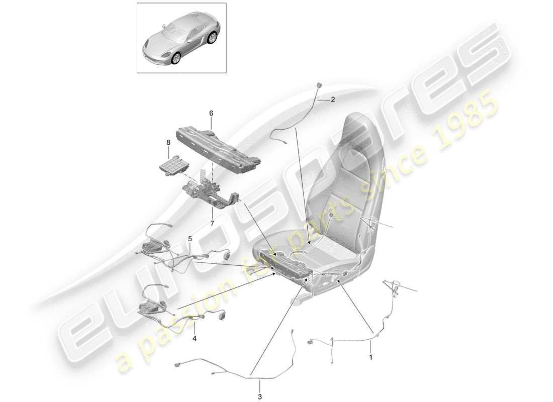 porsche 718 cayman (2019) wiring harnesses part diagram