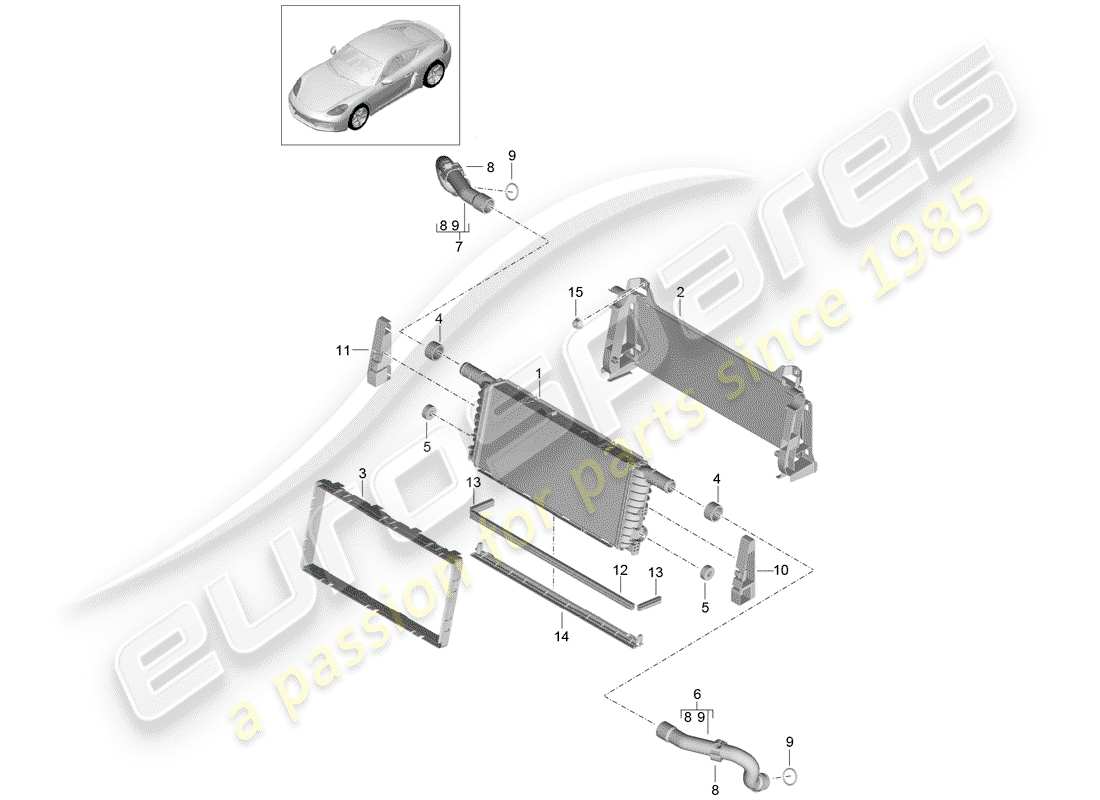 porsche 718 cayman (2020) radiator part diagram