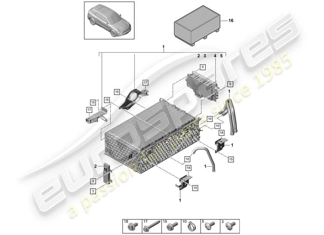 porsche cayenne e3 (2019) hybrid battery part diagram