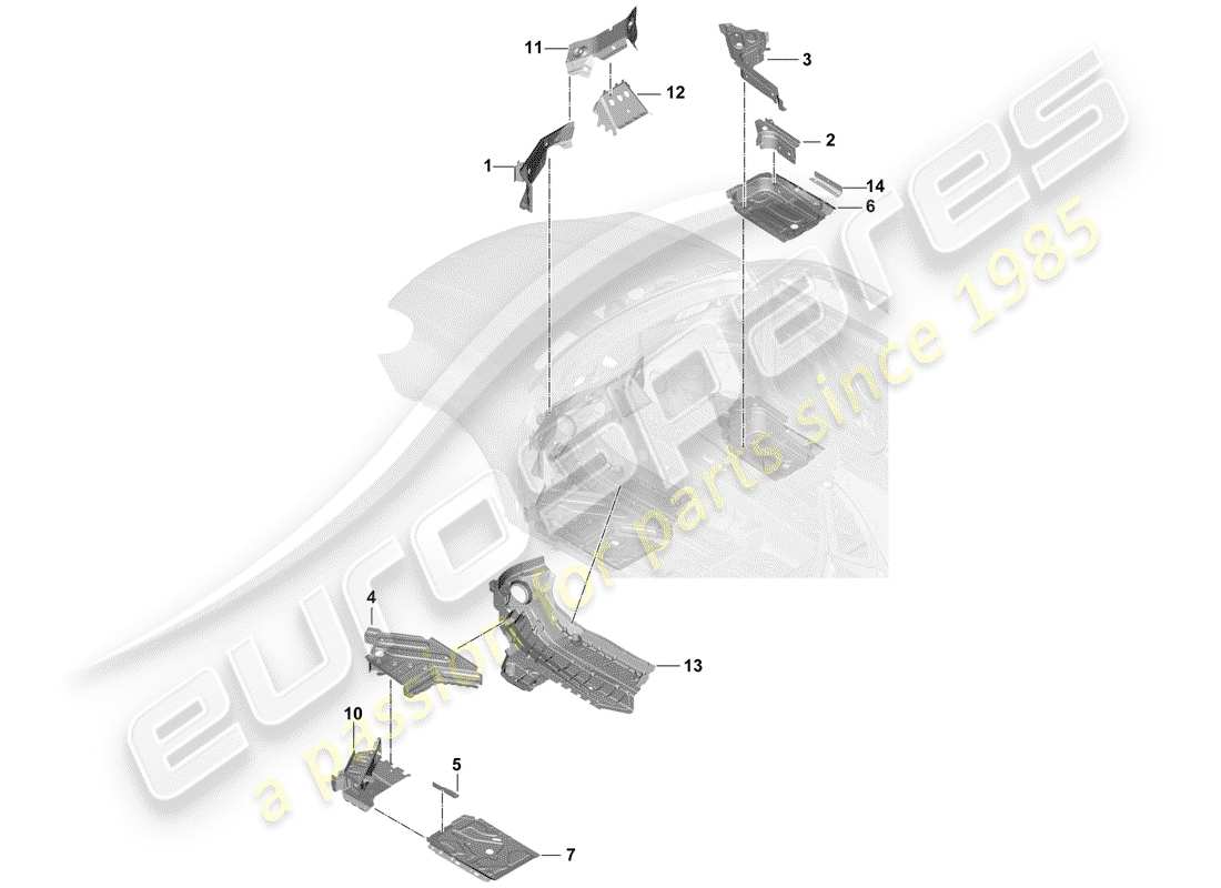 porsche cayenne e3 (2018) floor plates part diagram