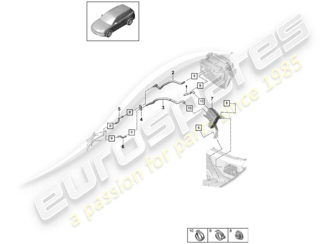 porsche cayenne e3 (2018) heater part diagram