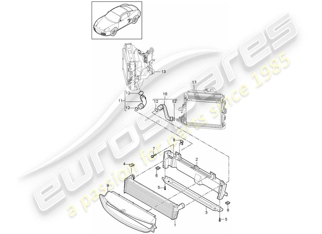 porsche cayman 987 (2010) radiator part diagram