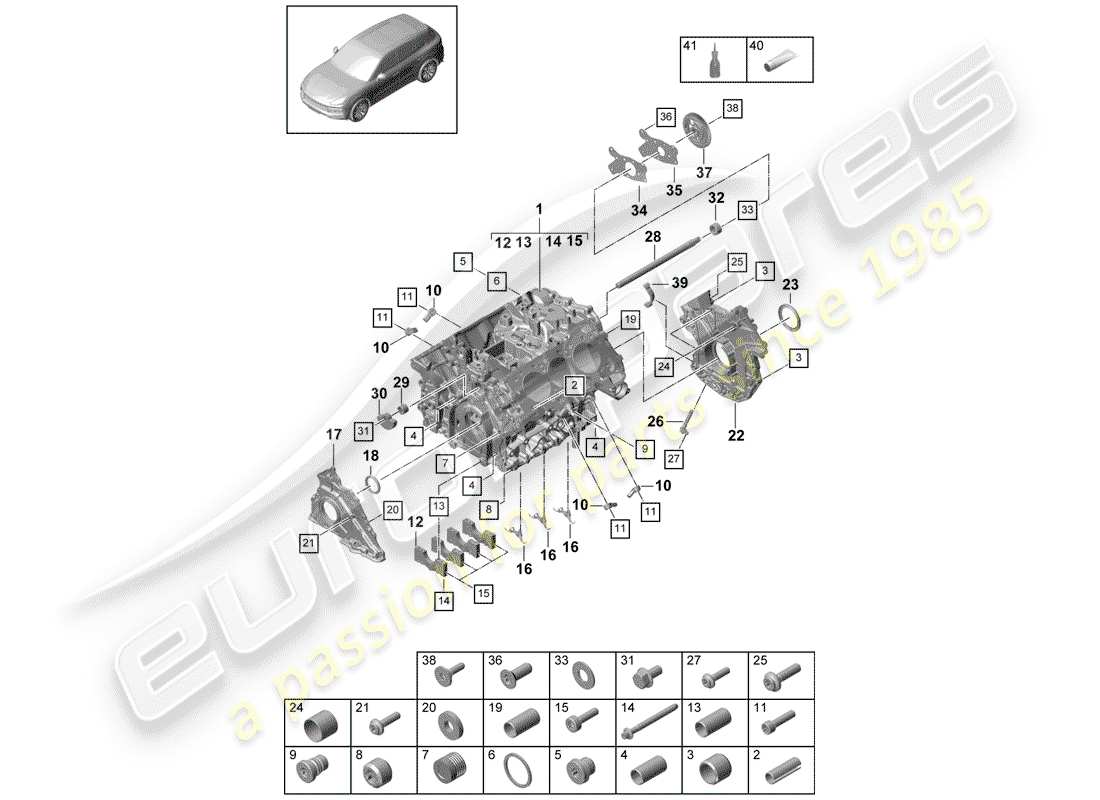 porsche cayenne e3 (2019) crankcase part diagram