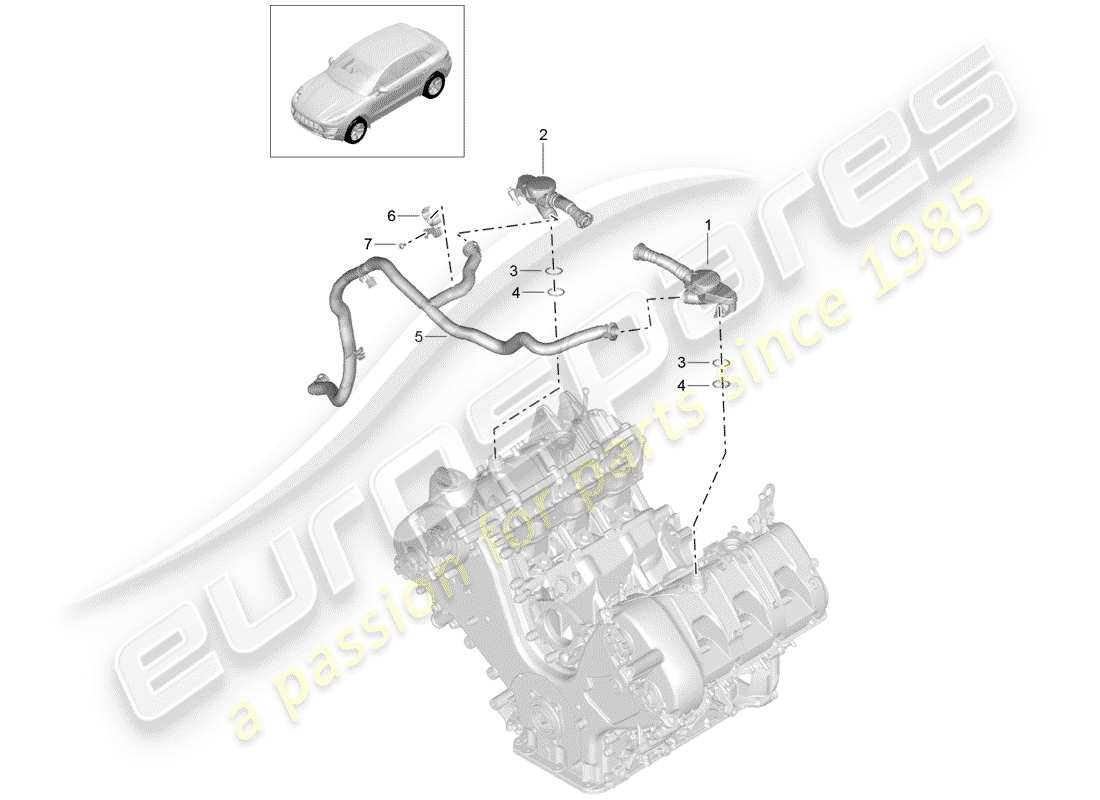 porsche macan (2018) crankcase breather part diagram