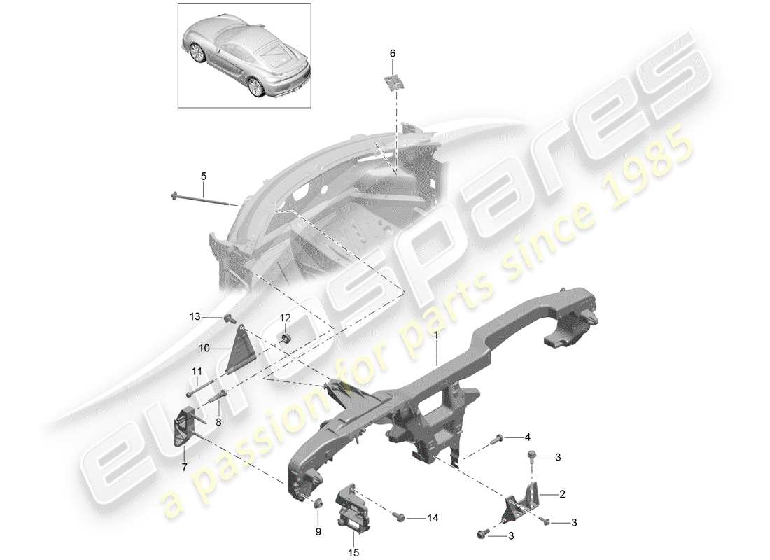 porsche cayman gt4 (2016) retaining frame part diagram