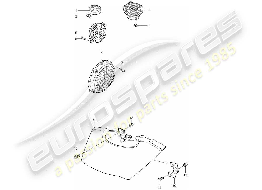 porsche cayman 987 (2007) loudspeaker part diagram