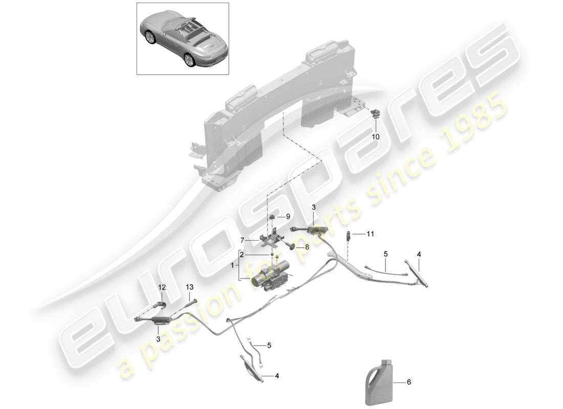 porsche 991 (2016) convertible top part diagram