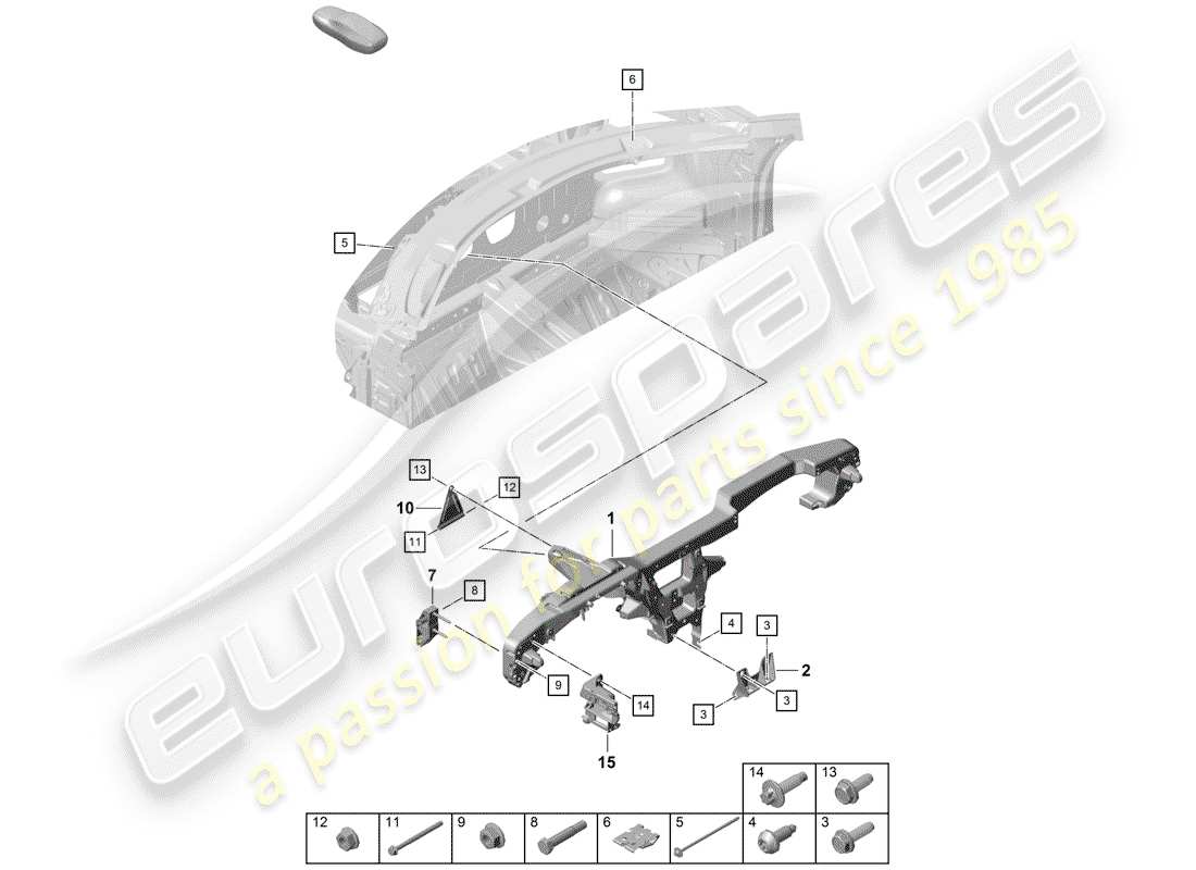 porsche boxster spyder (2020) retaining frame part diagram