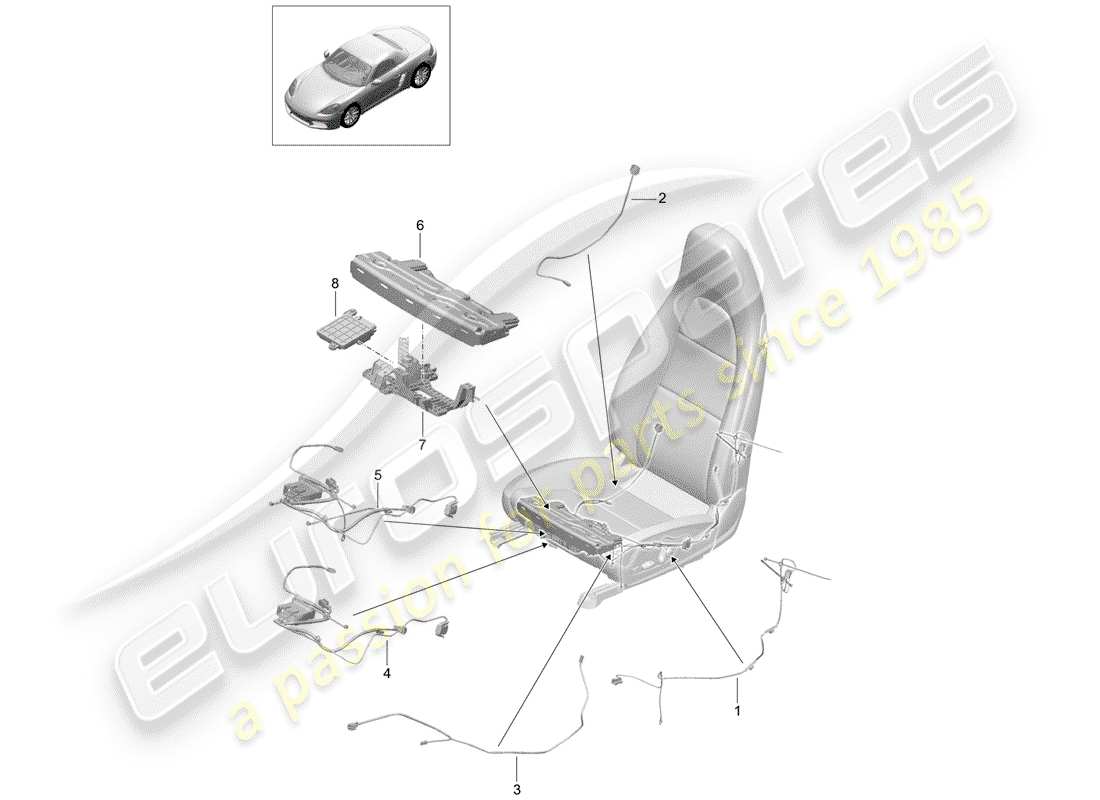 porsche 718 boxster (2020) wiring harnesses part diagram