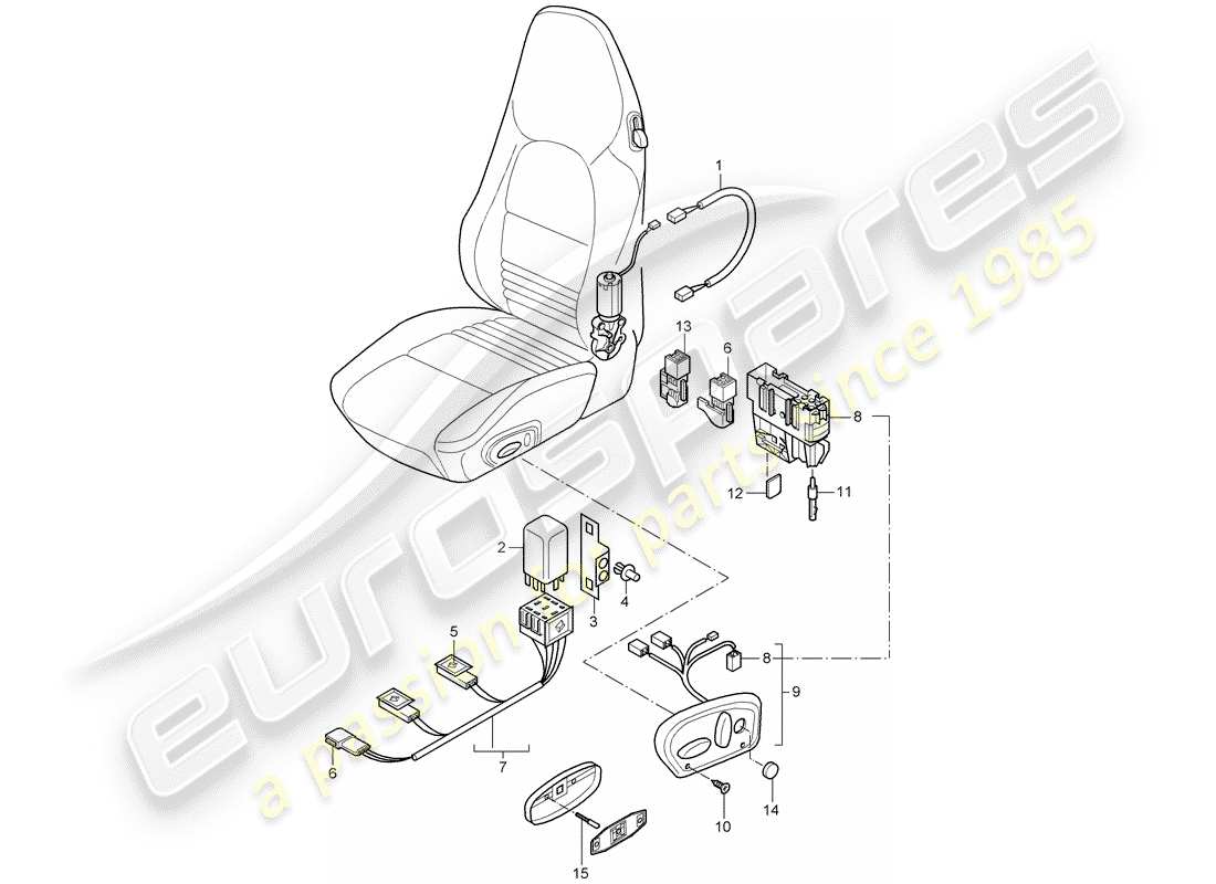 porsche 996 t/gt2 (2002) wiring harnesses - switch part diagram