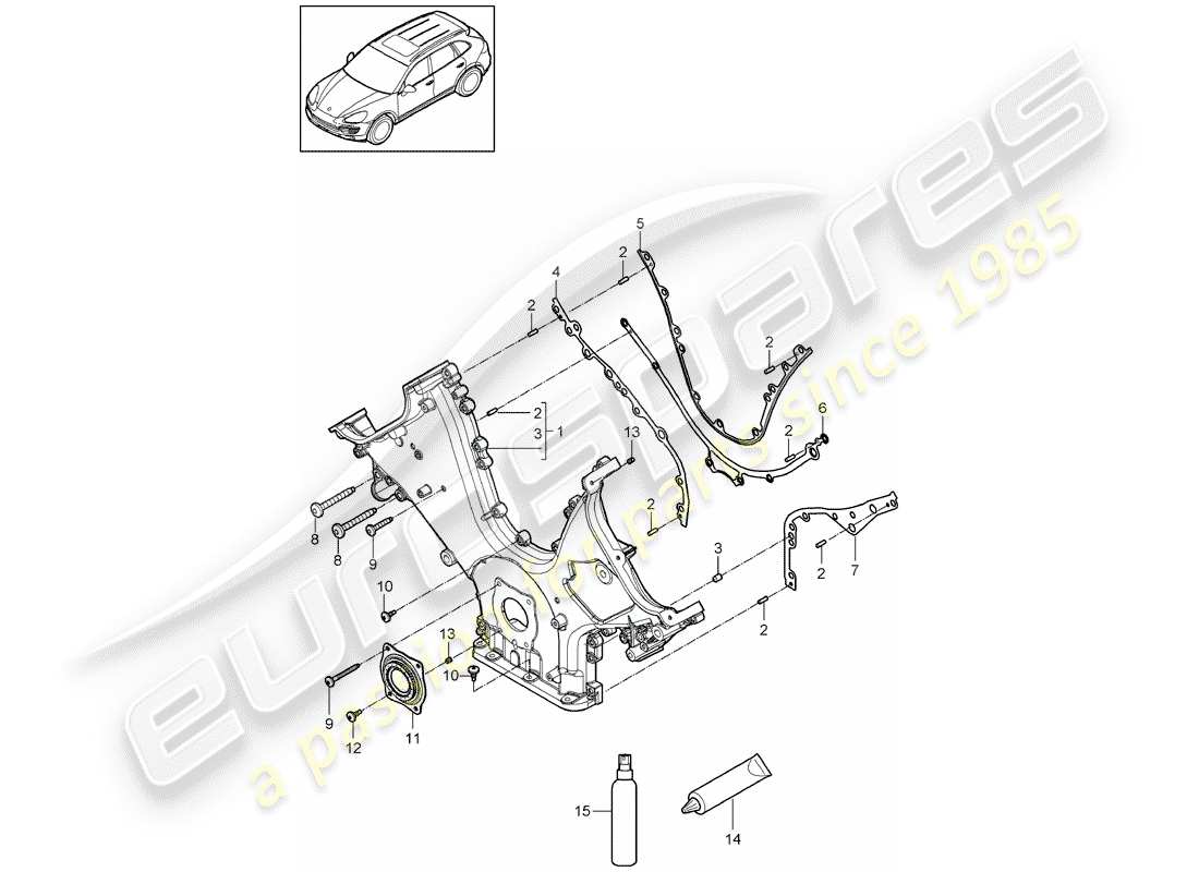 porsche cayenne e2 (2016) cover for timing chain part diagram