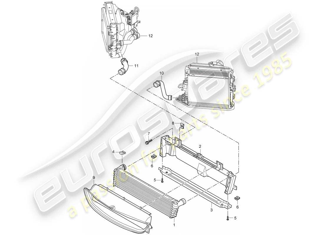 porsche cayman 987 (2007) radiator part diagram