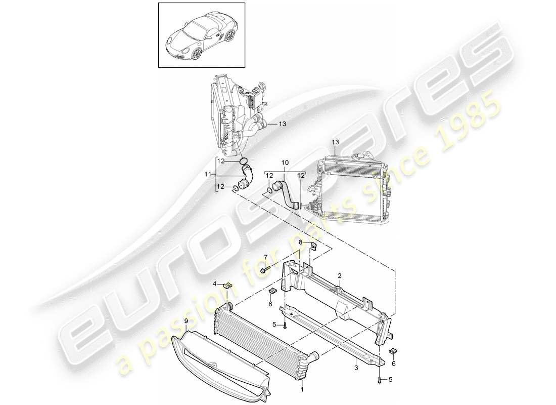 porsche boxster 987 (2012) radiator part diagram