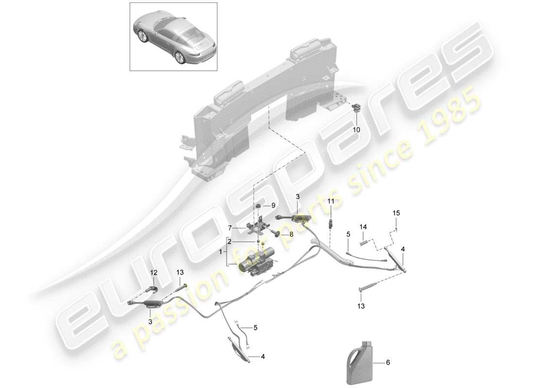 porsche 991 (2012) convertible top part diagram