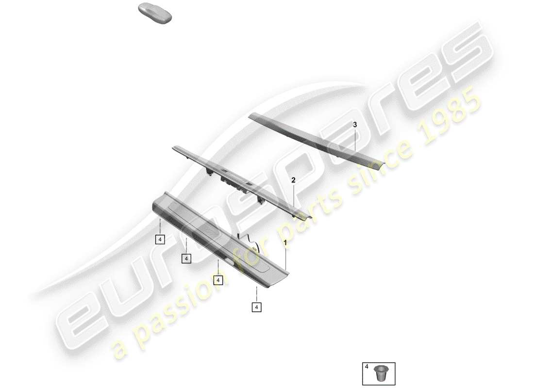 porsche boxster spyder (2020) scuff plate - sill panel part diagram