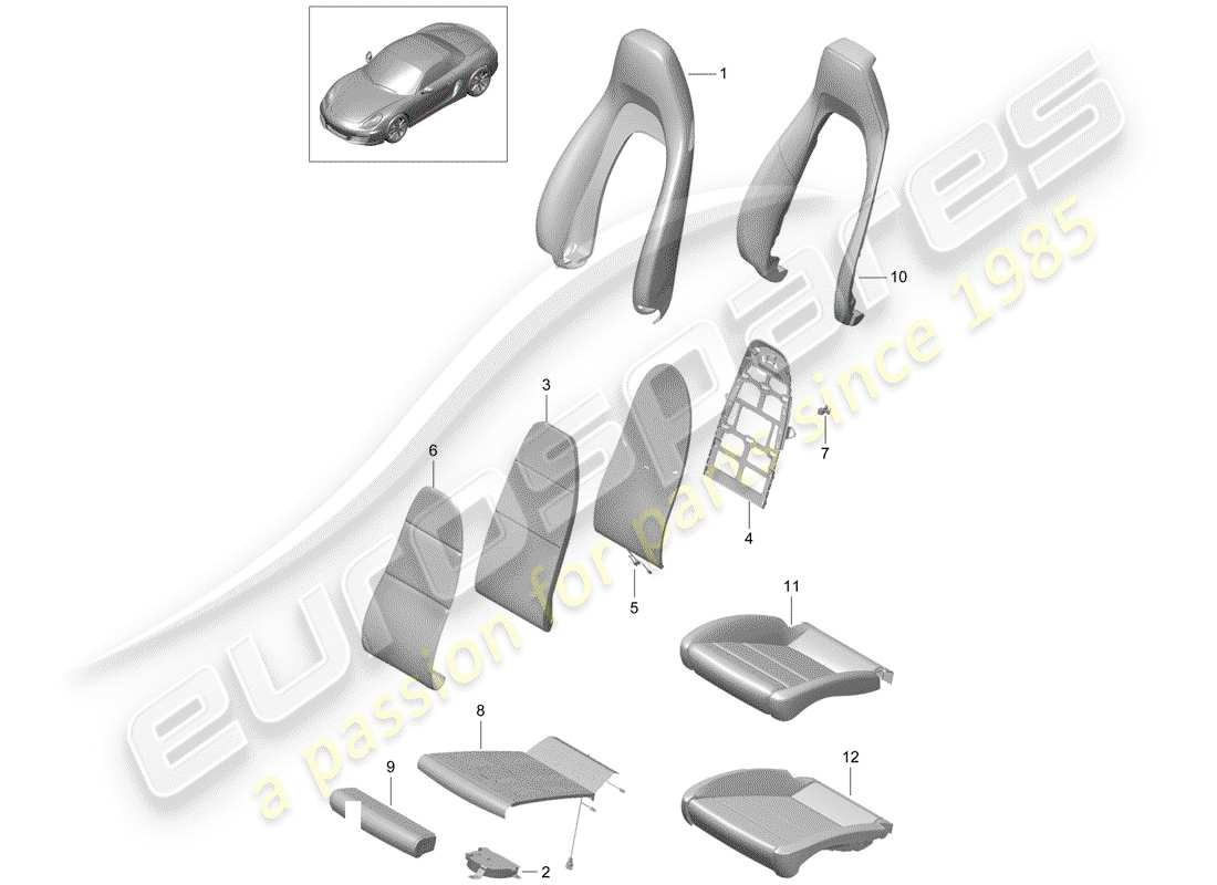 porsche boxster 981 (2016) foam part part diagram